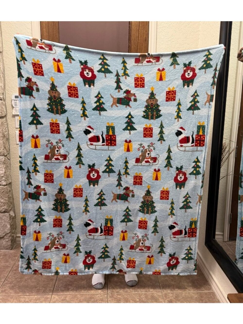 Holiday Dog Plush Throw